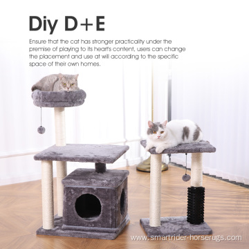 52" DIY Cat Tower Tree Pet Furniture Scratching Post With Plastic Brush